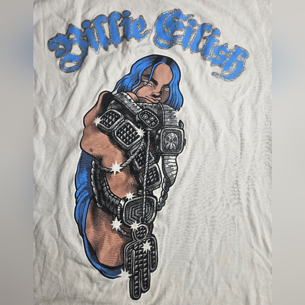 Billie Eilish Graphic Tshirt Bling Medium White